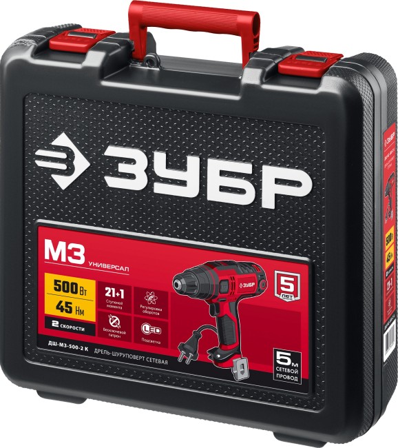 Сетевая дрель-шуруповерт ДШ-М3-500-2 К ЗУБР Сетевая дрель-шуруповерт ДШ-М3-500-2 К ЗУБР
