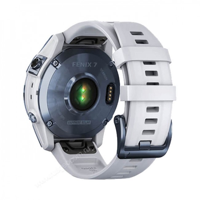Часы Garmin Fenix 7 Sapphire Solar титановый синий минерал DLC с белым ремешком Часы Garmin Fenix 7 Sapphire Solar титановый синий минерал DLC с белым ремешком