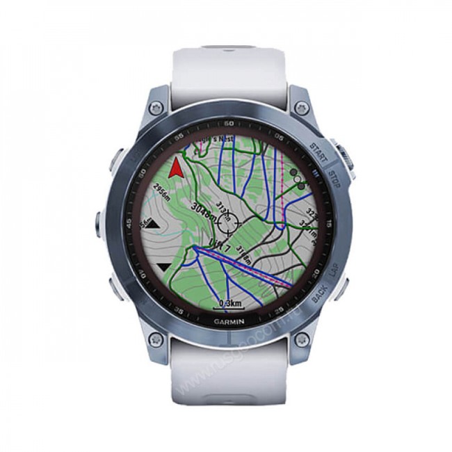 Часы Garmin Fenix 7 Sapphire Solar титановый синий минерал DLC с белым ремешком Часы Garmin Fenix 7 Sapphire Solar титановый синий минерал DLC с белым ремешком