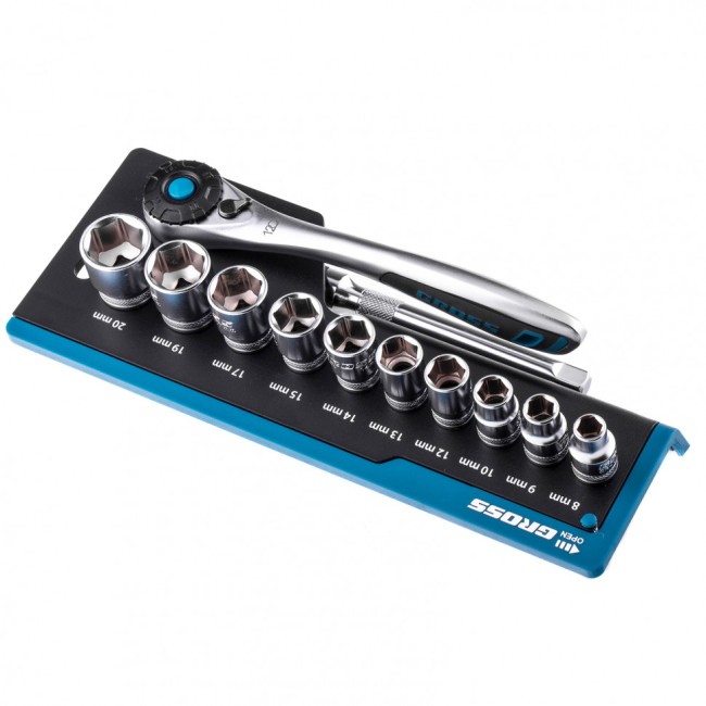 Набор торцевых головок 3/8", CrV 12 предметов Gross Набор торцевых головок 3/8", CrV 12 предметов Gross
