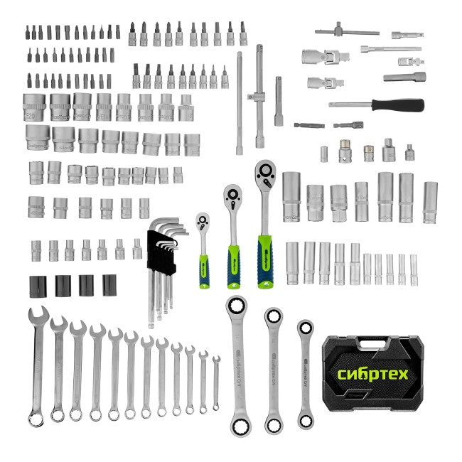 Набор инструментов 1/2", 3/8", 1/4" 160 предметов Сибртех