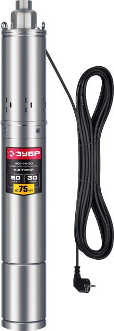 Скважинный насос винтовой НСВ-75-90 ЗУБР 550 Вт, 90 м напор Скважинный насос винтовой НСВ-75-90 ЗУБР 550 Вт, 90 м напор