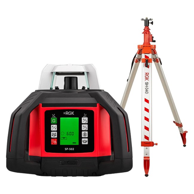 Комплект: ротационный нивелир RGK SP-502 + элевационный штатив RGK SH-340