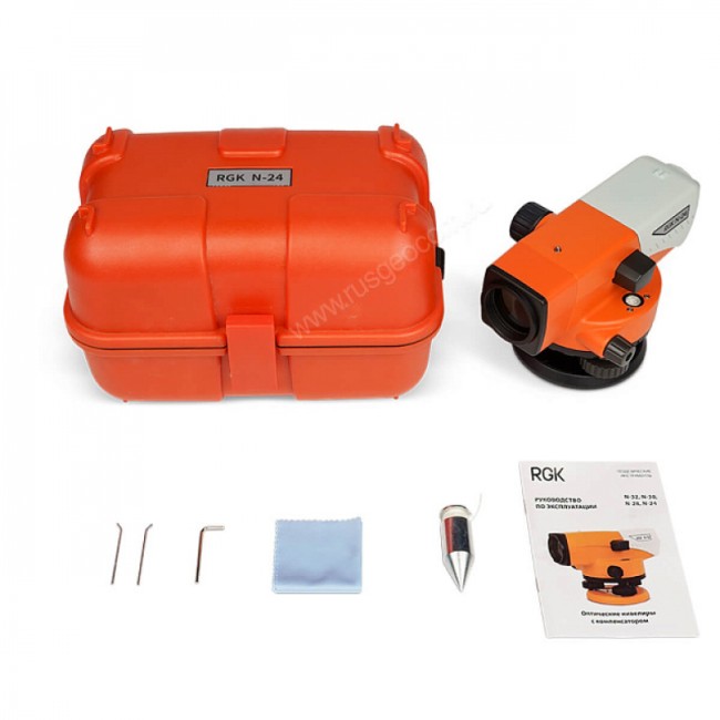 Комплект оптический нивелир RGK N-24 + штатив S6-N + рейка AMO S5 Комплект оптический нивелир RGK N-24 + штатив S6-N + рейка AMO S5