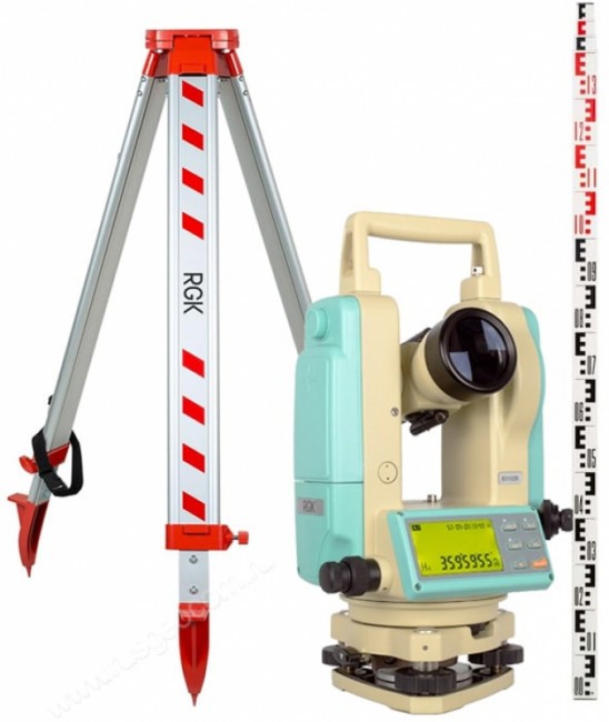 Комплект теодолит RGK T-20 (оптический отвес) с поверкой штатив рейка - 3 в 1 Комплект теодолит RGK T-20 (оптический отвес) с поверкой штатив рейка - 3 в 1