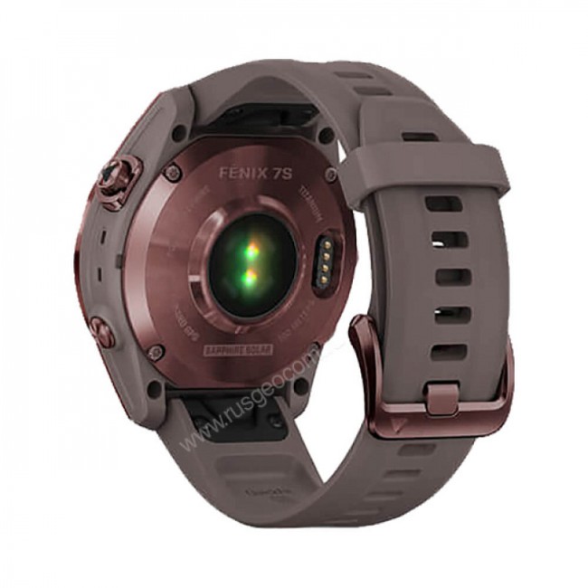 Часы Garmin Fenix 7S Sapphire Solar титановый темно-бронзовый с сланцево-серым силиконовым ремешком Часы Garmin Fenix 7S Sapphire Solar титановый темно-бронзовый с сланцево-серым силиконовым ремешком