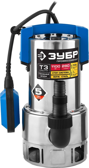 Дренажный насос для грязной воды Профессионал НПГ-Т3-1100-С ЗУБР 1100 Вт Дренажный насос для грязной воды Профессионал НПГ-Т3-1100-С ЗУБР 1100 Вт