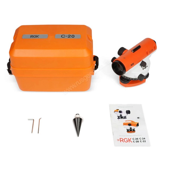 Комплект оптический нивелир RGK C-20 с поверкой + штатив S6-N + рейка RGK TS-7 Комплект оптический нивелир RGK C-20 с поверкой + штатив S6-N + рейка RGK TS-7