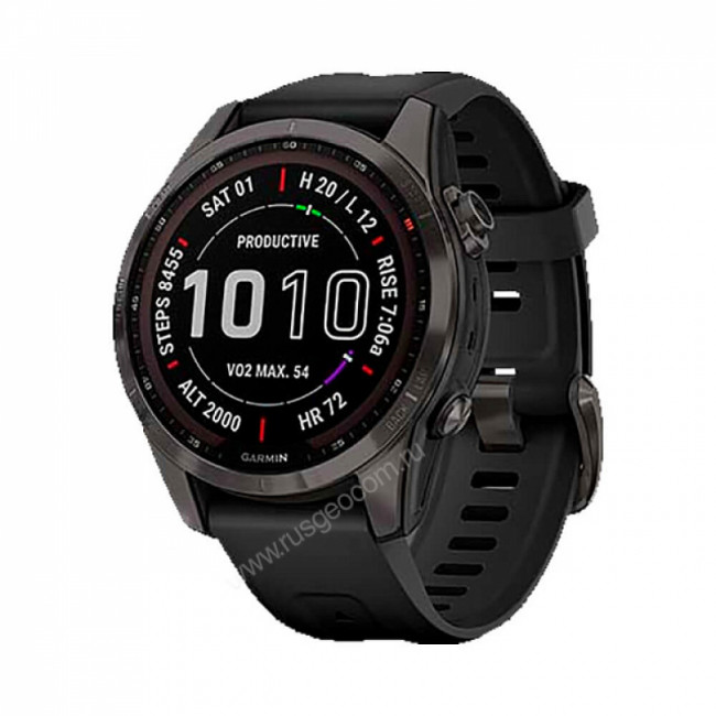 Часы Garmin Fenix 7S Sapphire Solar титановый угольно-серый DLC с силиконовым ремешком Часы Garmin Fenix 7S Sapphire Solar титановый угольно-серый DLC с силиконовым ремешком