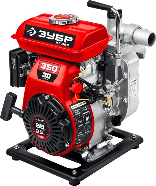 Мотопомпа бензиновая МП-350 ЗУБР 350 л/мин Мотопомпа бензиновая МП-350 ЗУБР 350 л/мин