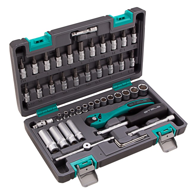 Набор инструментов 1/4", Cr-V 47 предметов Stels Набор инструментов 1/4", Cr-V 47 предметов Stels