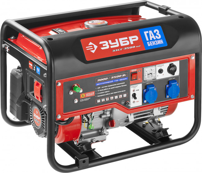 Генератор гибридный (бензин/газ), 3500 Вт, ЗУБР Генератор гибридный (бензин/газ), 3500 Вт, ЗУБР
